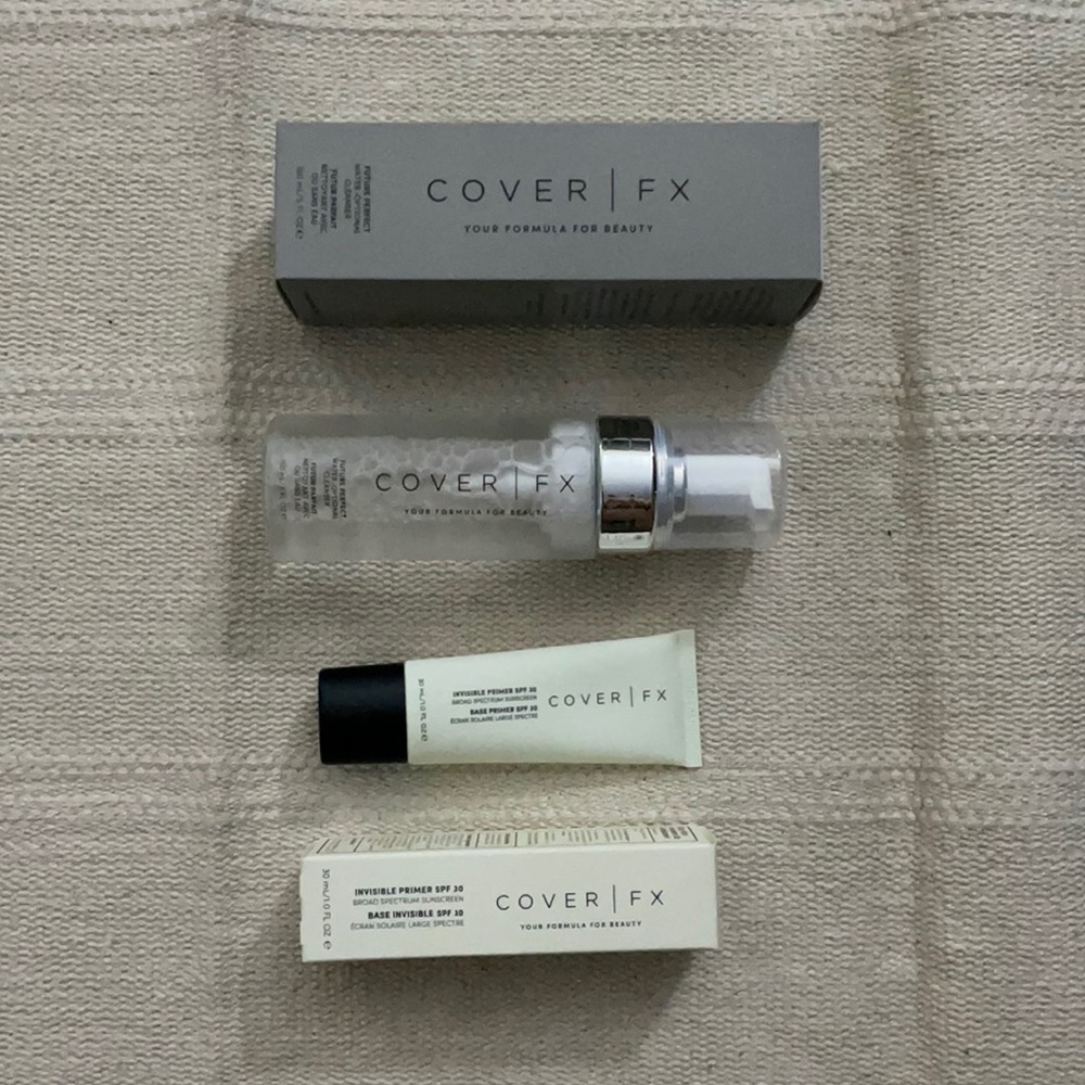 COVERFX cleanser + SPF 30 primer